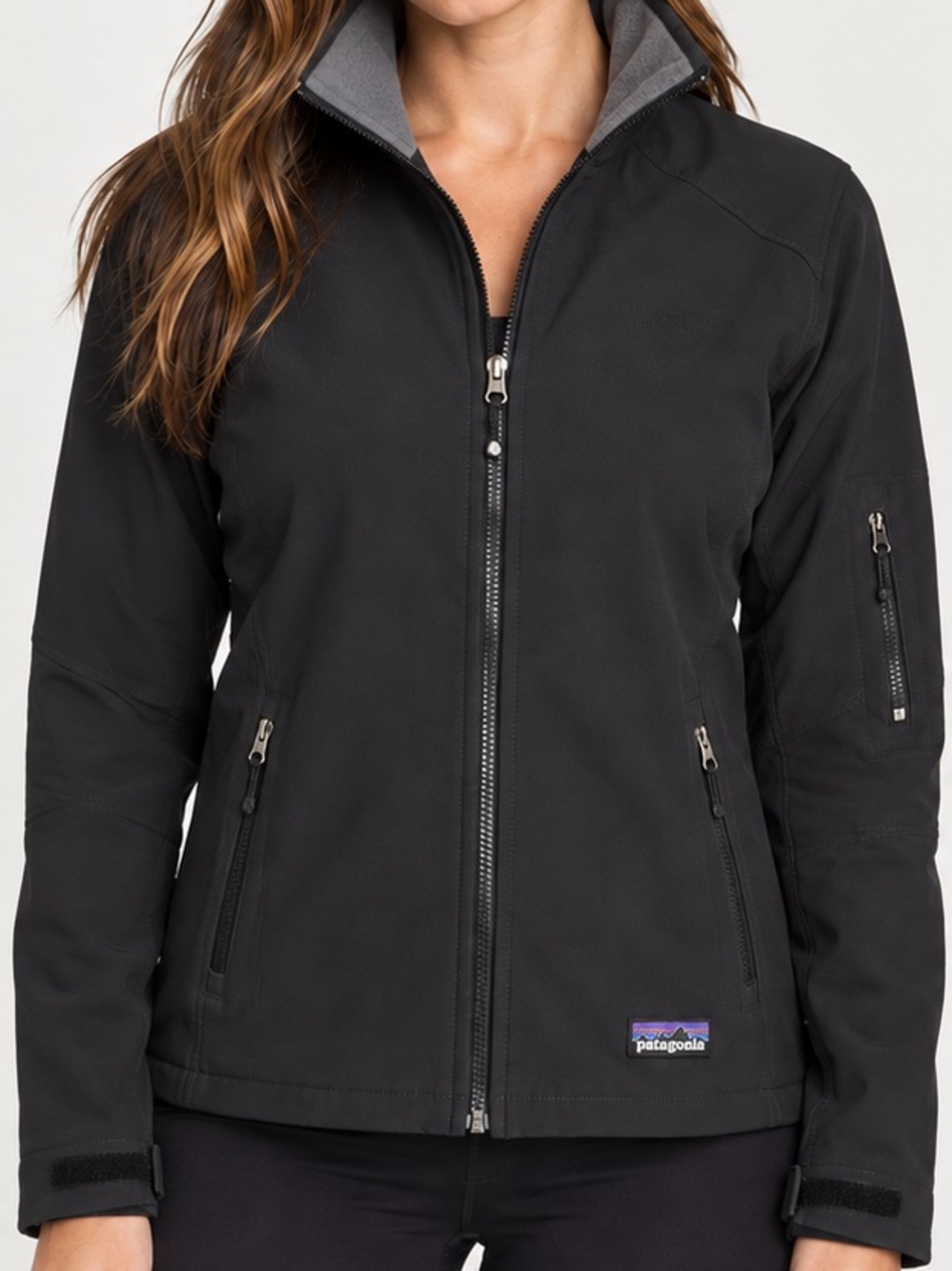 Patagonia Women’s Black Softshell Fleece Lined Jacket with zip pockets size L